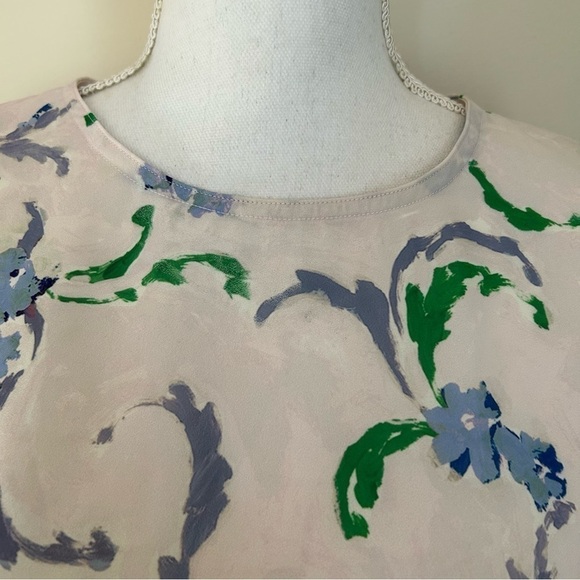 Prabal Gurung Brushstroke Floral Top in Ivory sz 10 - Picture 4 of 6